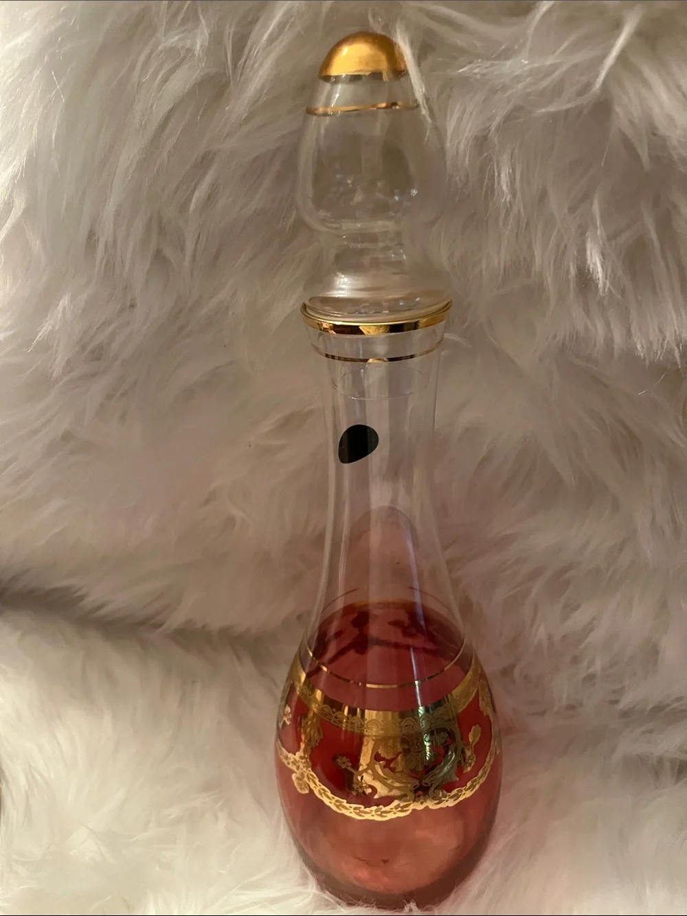 Vintage Gold-Trimmed pink Glass Decanter - Home Accents